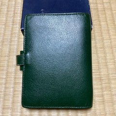 Filofax Leather Pocket Windsor 4 Hole Green Leather Cover Used W/ Box From Japan
