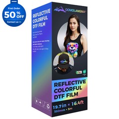 19.7in x 16.4ft Colorful reflective DTF film Roll, UV-resistant DTF FILM