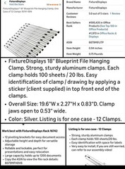 FixtureDisplays 18″ Blueprint File Hanging Clamps 16741-18IN’ B079M91JTP 12 Pack