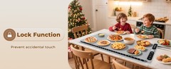 Electric Warming Mat for Food – 7 Temps, 8H Timer, XXL Grey | Roll up Silicone,