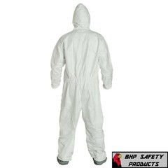 DUPONT TY122S WHITE TYVEK COVERALL BUNNY SUIT HOOD & BOOTS, HAZARDOUS MATERIALS