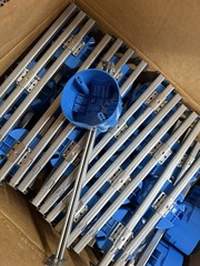 (QTY 50) Carlon 1-Gang 4 in PVC New Work Electrical Ceiling Box & Hanger Bar