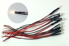 2mm White Warm White Round Top Water Clear LED 9V 12V 24V Pre-Wired Leds 20CM