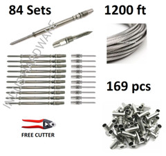 1/8″ Cable Railing 316 Stainless Steel Kit 1×19 1200 Ft+Full Kit For Wood