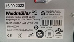 Weidmuller 2789900000 DURA ECO LA-BAT 24V 3.4AH Switching Power Supply