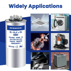70+10 Uf ±6% 370V/440V CBB65 CBB65A Dual Run Start AC Capacitor 70+10 MFD for Fa