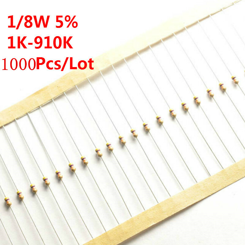 1000Pcs 1/8W 1/6 W Carbon Film Resistor 5% 1K -910K Ω Ohm 1 K – 910 K Wholesale