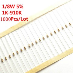 1000Pcs 1/8W 1/6 W Carbon Film Resistor 5% 1K -910K Ω Ohm 1 K – 910 K Wholesale