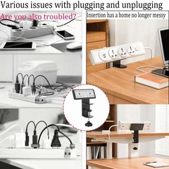 Black Desk Clamp For Power Strip Removable Holder Mount Fits 0.5 To 1.96″