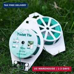 2 Reels 328 Feet (100m) Twist Tie, Green Coated Garden Plant Ties with Cutter fo
