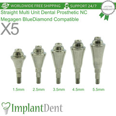 X5 Straight Multi Unit Dental Prosthetic NC Megagen BlueDiamond Compatible