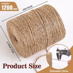 XSEINO 1200 Feet Natural Jute Twine Strong Garden Rope 1200 FT, Brown
