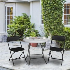 12PCS Folding Plastic Chair Wedding Party Outdoor Indoor 360LBS Capacity Black