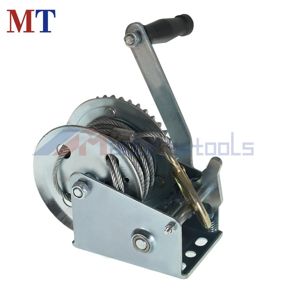 High Carbon Steel 1500Lbs Hand Crank Winch Boat Winch With 10m (32 Feet) Rope