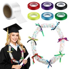 2.8 Inch x 164 FT Graduation Candy Lei Tubing Clear Poly 6 Color Ribbons