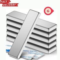 6 Pack Super Strong Bar Magnets Heavy Duty, Large Flat Magnetic Powerful Strips