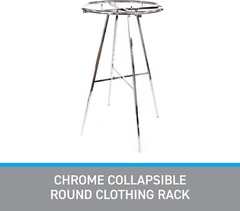 Chrome 36″ Round Clothing Rack Height 48 – 72″ H Leveler Glides Garment