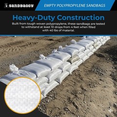 Sandbags – 500 White 18″ x 30″ – Sandbag Sand Bags Bag Poly by Sandbaggy