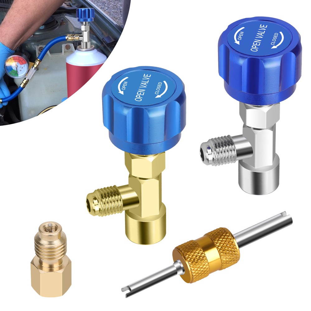 R1234YF Quick Coupler Adapter Self-Sealing & Puncture Can Tap for Car AC System
