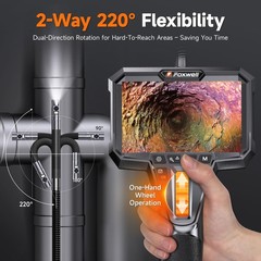 FOXWELL Dual Lens Borescope 1080P HD Endoscope Waterproof 5.3FT Snake Camera