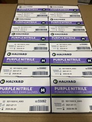 Case of 1000 – HALYARD Purple Nitrile Medium Gloves, Powder-Free 55082, Exp 6/26
