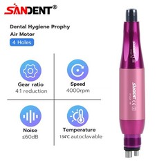SANDENT Dental Hygiene Prophy Handpiece Air Motor 4HOLE 4:1 Nose Cone 360°Swivel