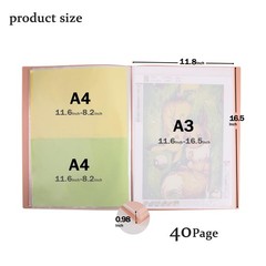 A3 Art Portfolios Case 40 Pages,Diamond Painting Storage Book,Pocket Protecto…
