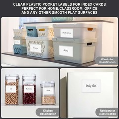 50 Pieces 3×4 inch Adhesive Plastic Pockets Sleeves with 50 Pieces White Inse…