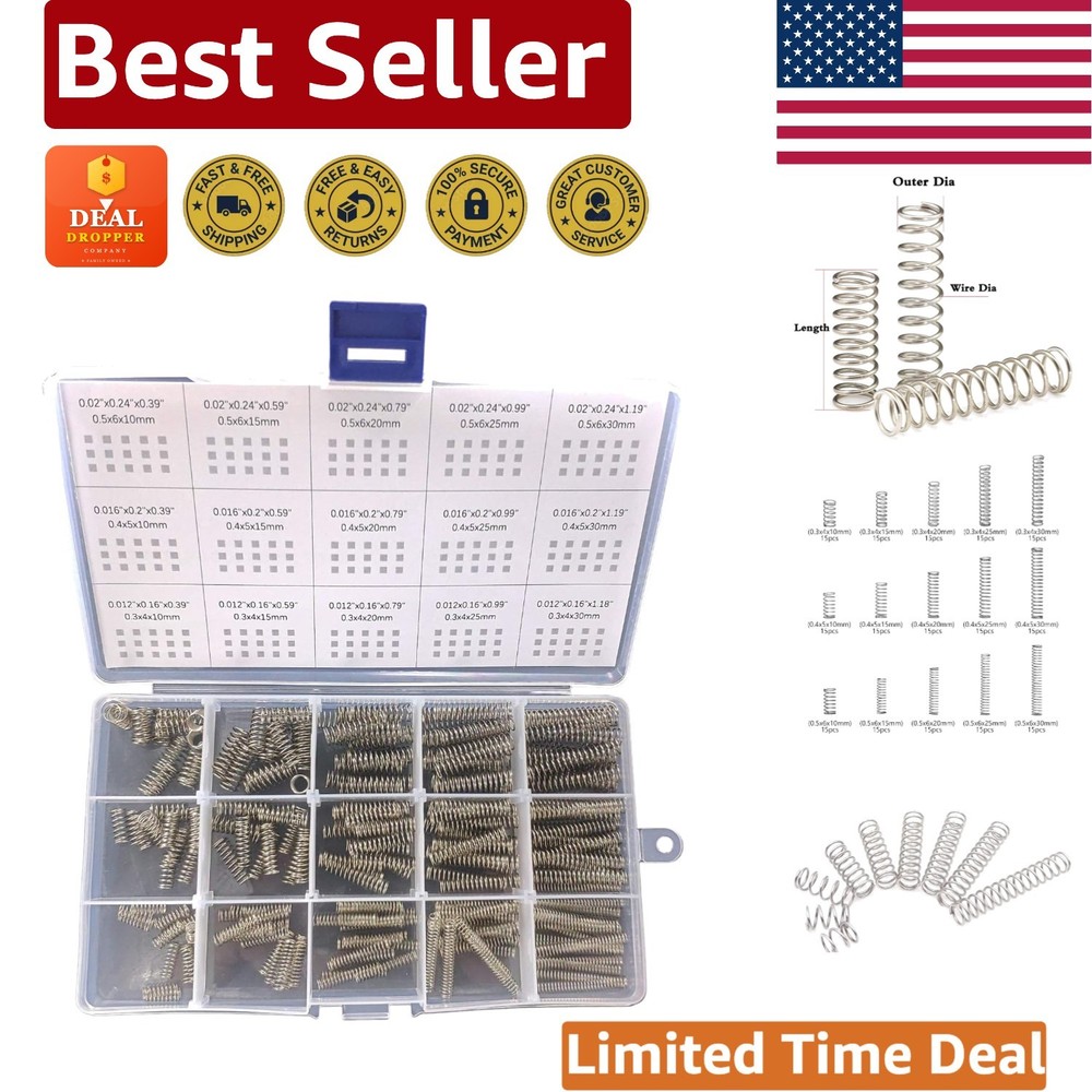 Mini Stainless Steel Compression Springs Set – 15 Sizes for Easy Repairs