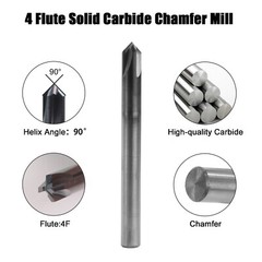 5PCS 1/4″ 4 Flute 90 Degree Carbide Chamfer Mills – Single End – AlTiN Coated
