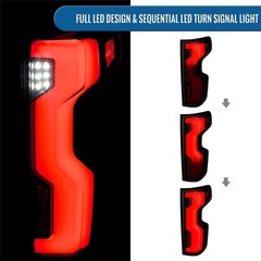 19-26 Silverado 1500 20-23 2500HD 3500HD LED Tail Lights Switchback Black Smoke