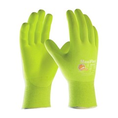 Pip 34-874Fy/Xl Hi-Vis Coated Gloves, Foam Nitrile, Foam, Palm, 3 Abrasion