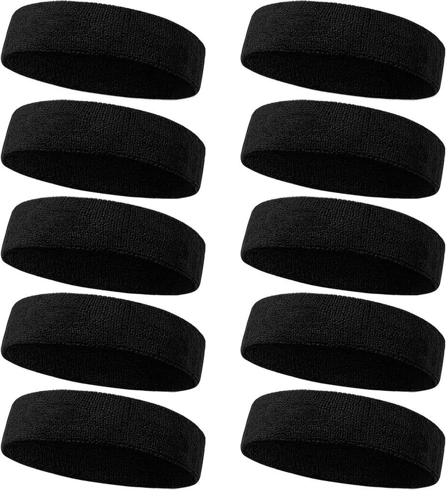 Sweatbands Sport Headbands for Men & Women, 10 Pcs Sweat Head Bands Moisture Wic