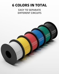 20 AWG 300ft Silicone Tinned Copper Wire – 6 Colors, Flexible Electrical Cable f