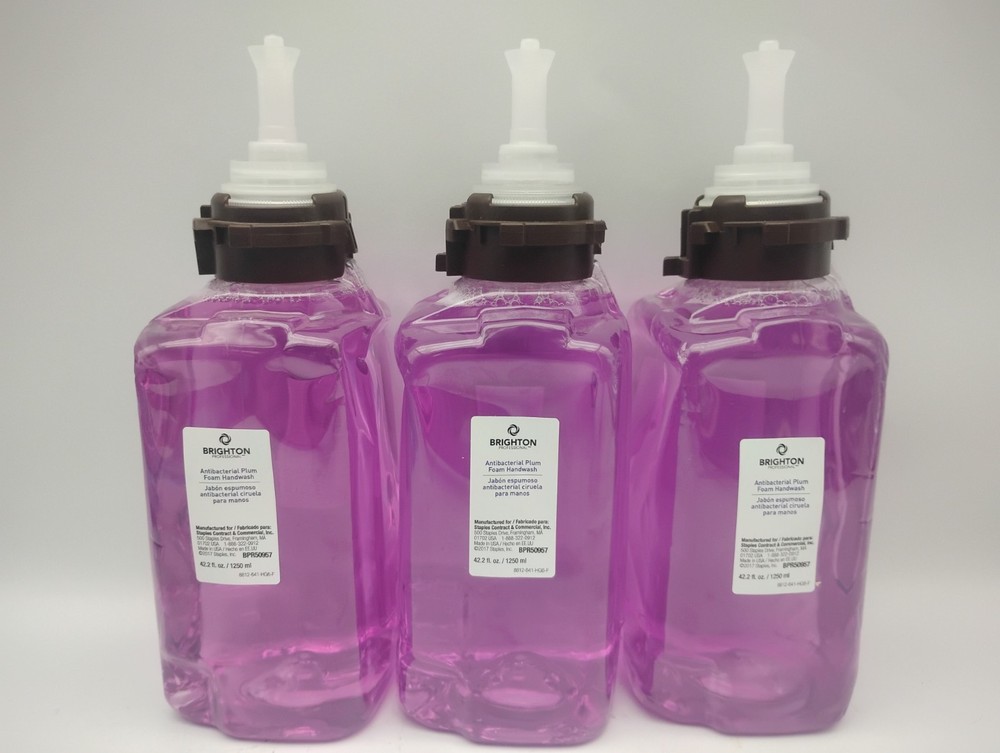 3 Refills Brighton ADX-12 Antibacterial Foaming Hand Wash Plum BPR50957 NO CAPS