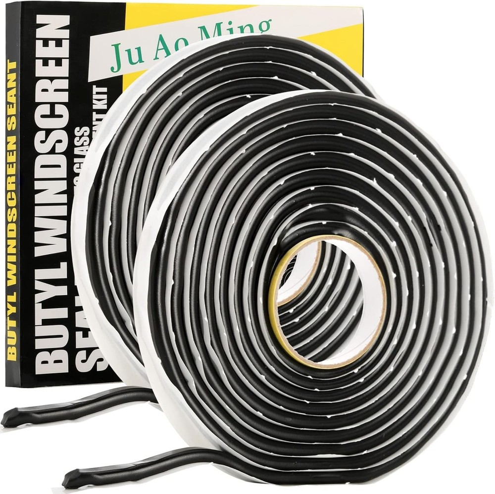 2 Pack Butyl Seal Tape, 3/8 X 30 Feet Black Rubber Sealant Tape, Leak Proof Put