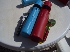BLUE TRANSPORT CANISTER FOR GEIGER COUNTER PANCAKE PROBE 44-9 ; $22.00 + S/H