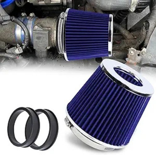 Universal Clamp-On Air Intake Filter, 76 89 102MM (3/3.5/4in) High Color: Blue