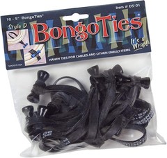 BongoTies ALL-BLACK “Obsidian” Bongo Ties – 10 Pack “Style-D” ~ Professional cab