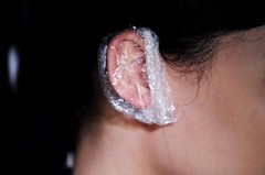 100 Pcs Clear Waterproof Ear Covers Disposable Caps for Shower Bath Hair Dye