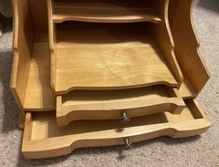 Wood Desk Top Organizer Wood Folder Paper Holder Two drawers. 15.5” W x 10.75 D