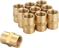 Brass Coupling 1/4″ NPT Female X 1/4″ NPT Female Hex Head Pipe Fitting 10 Pack