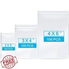Aubeco 300 Clear Plastic Bags 2×3 3×4 4×6 Inch
