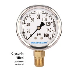 RV Water Pressure Regulator Gauge 0-160psi Lead Free Stainless Steel 2 Inch Dial