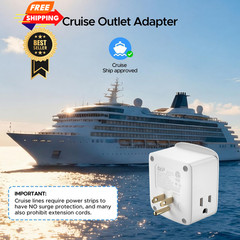 Cruise Ship Approved Outlet Extender, Non Surge Protector Power Strip White
