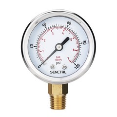 SENCTRL 0-100 Psi Pressure Gauge, 2″ Dial Size, 1/4 NPT Lower Mount, 0-100Psi