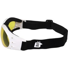 2 Birdz Eyewear Eagle Motorcycle Skydiving White Goggles Clear & Yellow Lenses