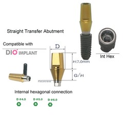 US Titanium straight abutment 7.0mm H compatible DIO UF II Platform Hex Regular
