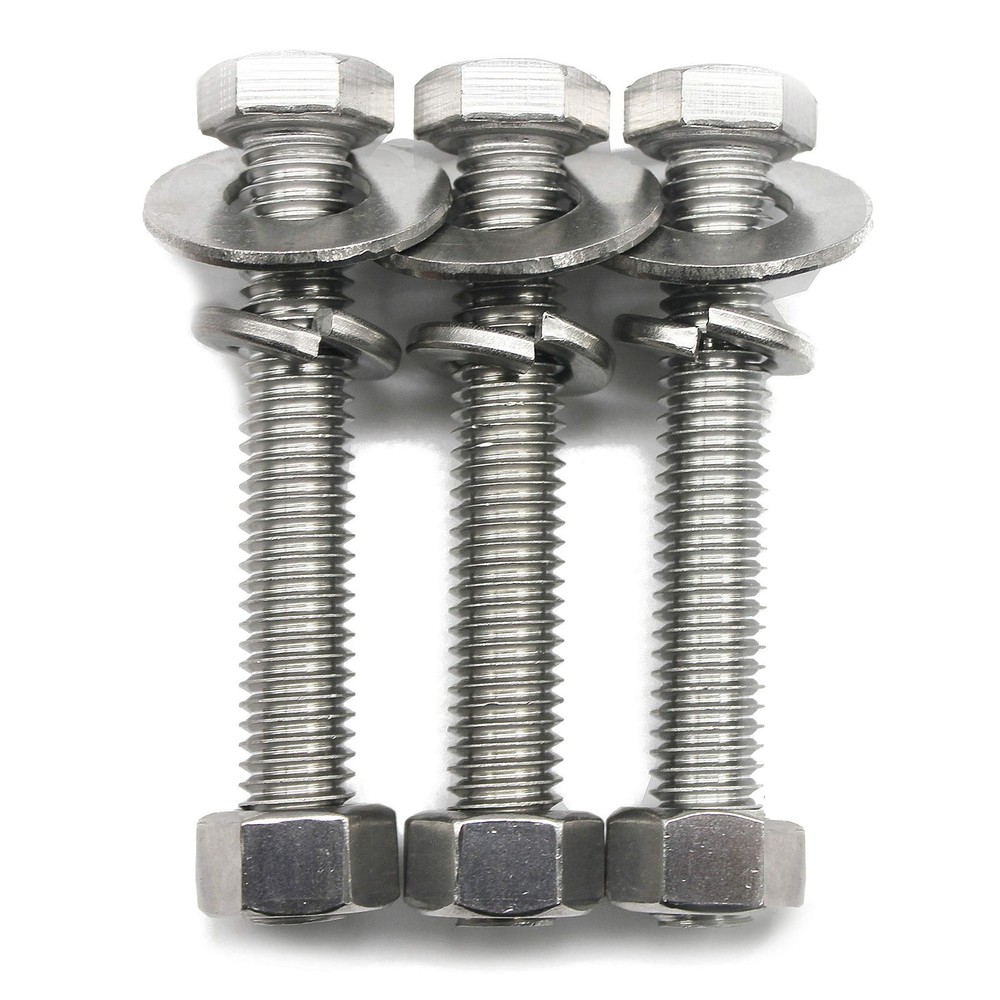 (10 Sets) 1/4-20×2 Stainless Steel Hex Head Screws Bolts, Nuts, Flat & Lock W…