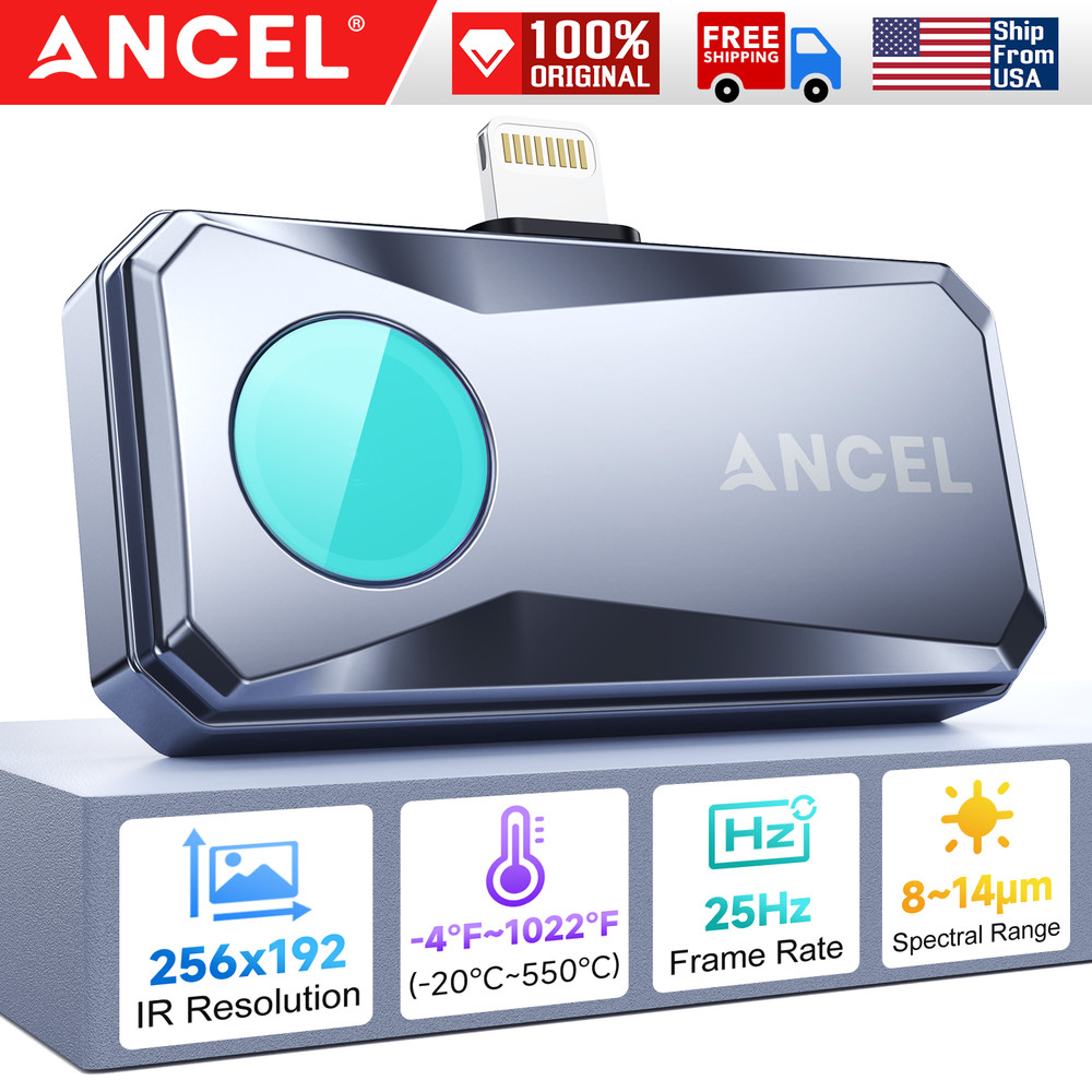 ANCEL Thermal Imaging Camera for IOS 256×192 IR Resolution 25Hz Refresh Rate